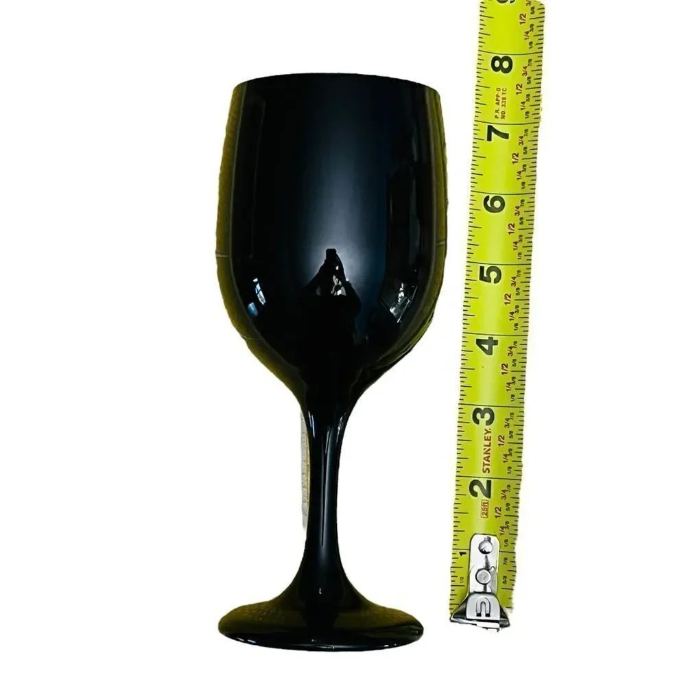 Vintage Unique Glossy Black Crystal Wine Glasses Set Of 2